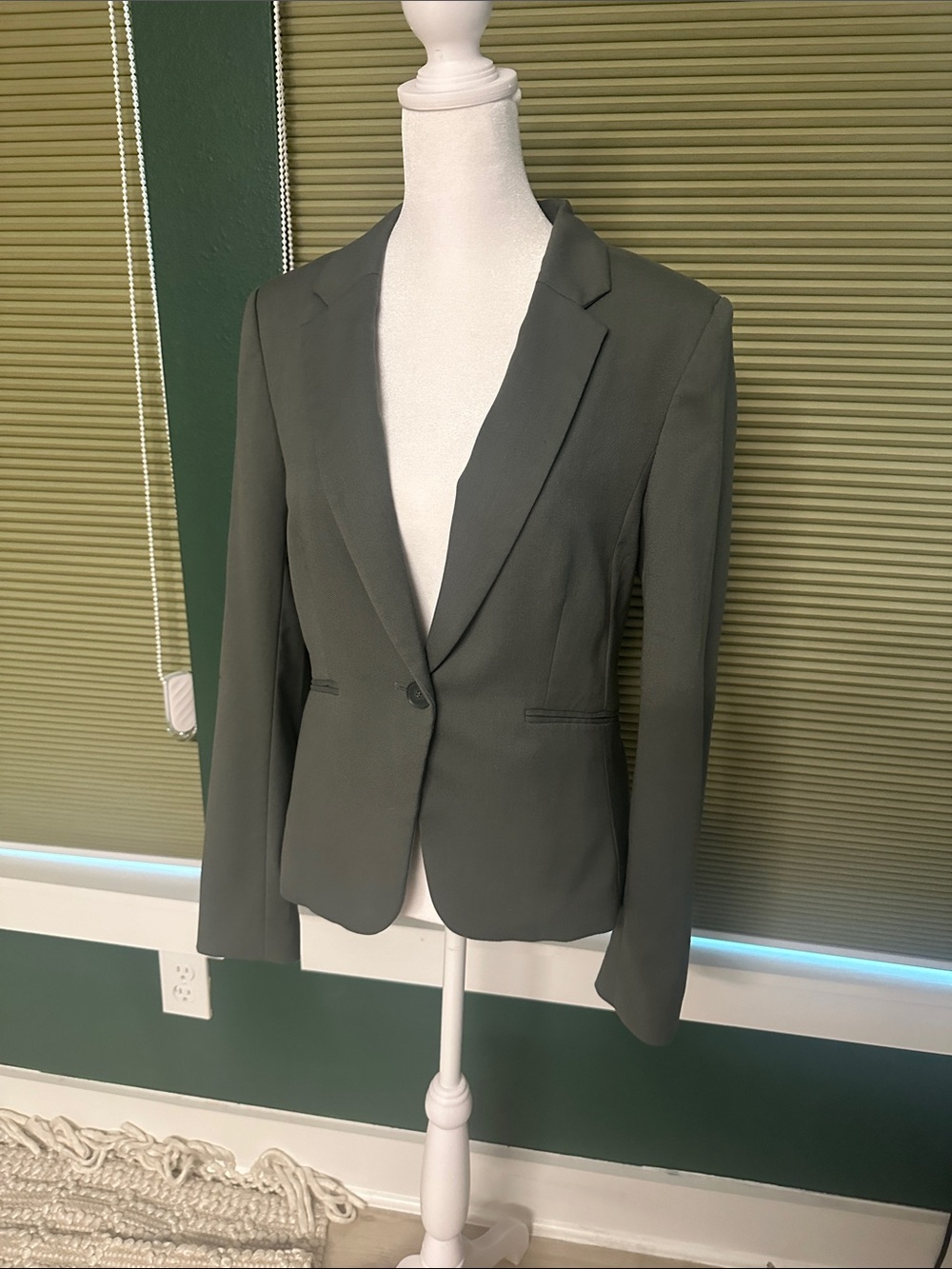 Women's Dark Olive Single-Button Blazer with Matching Pants